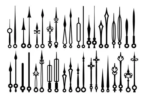 Vintage clock hands, watch arrows or time pointers Stock Illustration