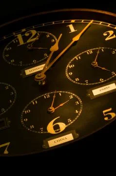 Vintage clock with mulitple faces Stock Photos