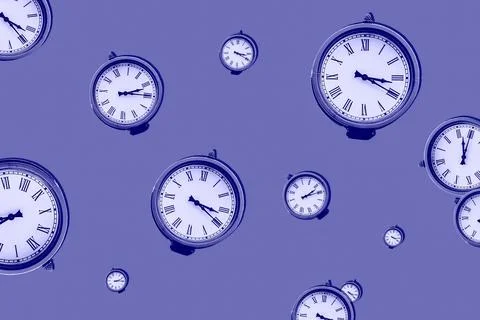 Vintage clock pattern in color of the year 2022 Stock Photos