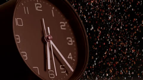 A Vintage Clock Positioned Against a Stunning Cosmic Background Displaying Stock Footage 292516011