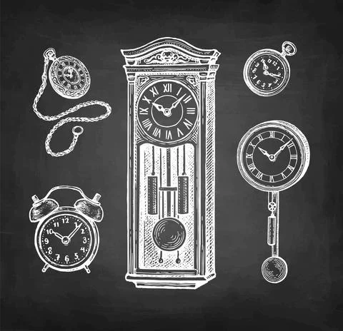 Vintage clock set. Stock Illustration