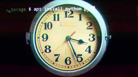 Vintage clock stop motion with code Stock Footage 293946521