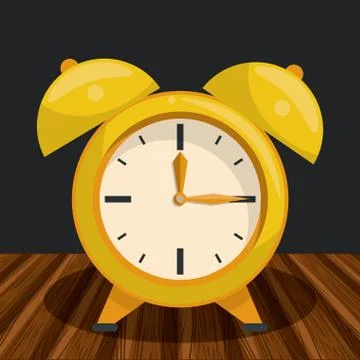Vintage clock on table cartoon Stock Illustration