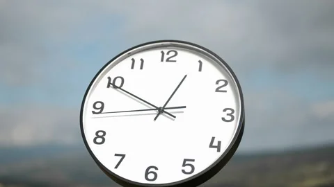 Vintage clock time running out timelapse with clouds motion in background,loop Stock Footage 234409230