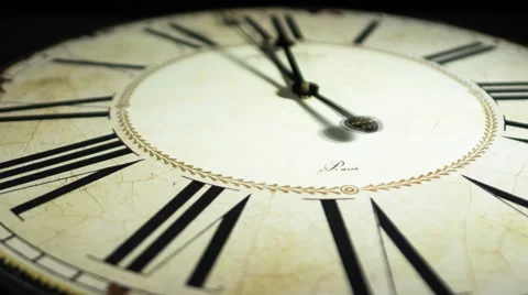Vintage clock timelapse zoom in Stock Footage 37705389
