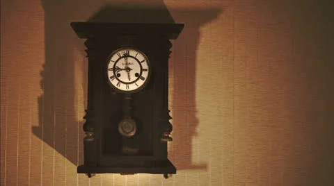 Vintage Clock on the Wall Stock Footage 26520227