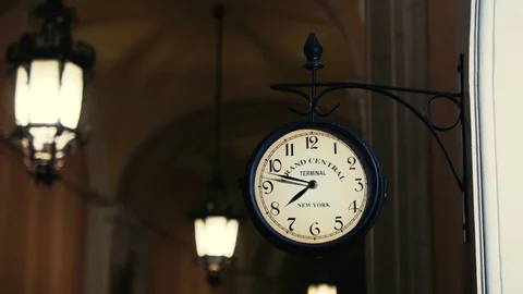 Vintage clock on the wall Stock Footage
