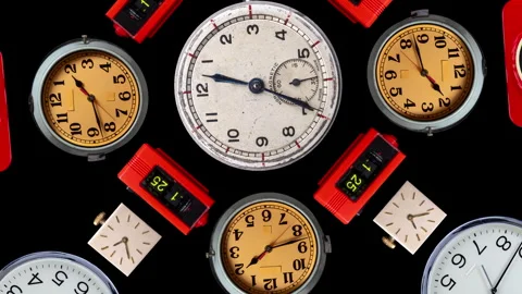 Vintage clocks pattern Stock Footage 294102777