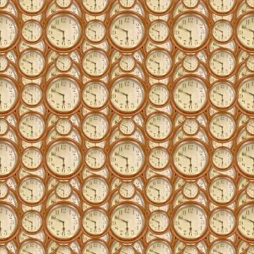 Vintage Clocks Seamless Pattern Design Stock Illustration