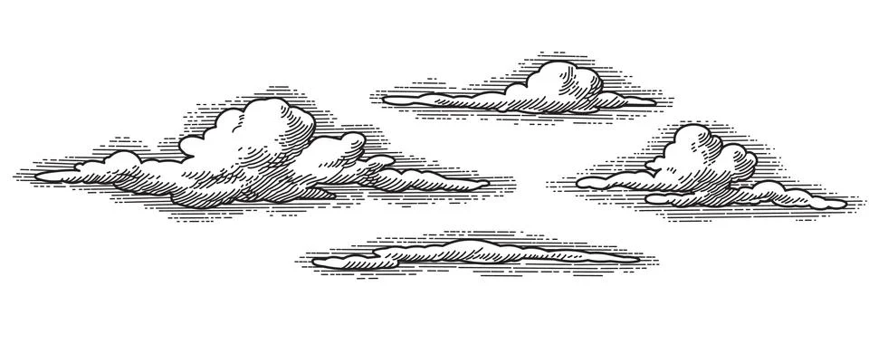 Vintage clouds patterns, vector illustration Illustrazione stock