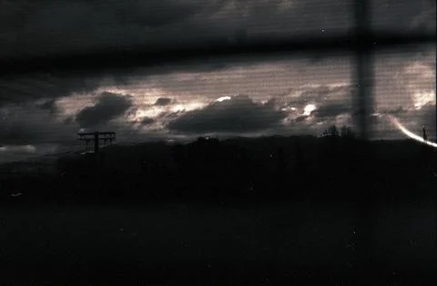 Vintage Clouds Through Window Foto stock