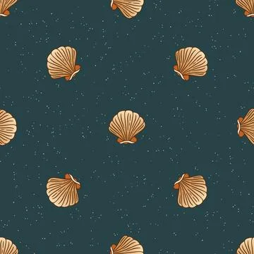 Vintage Coastal Shell Seamless Pattern Subtle Texture Ethnic Tribal Beach B.. Stock Illustration