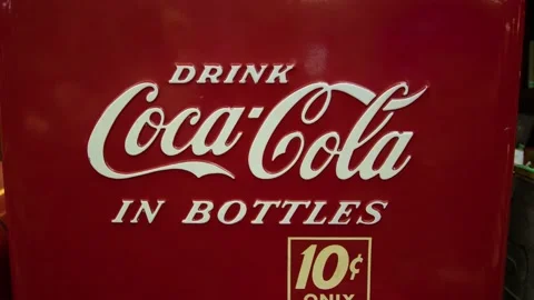 Vintage Coca Cola vending machine. Exclusive Stock Footage 201375996