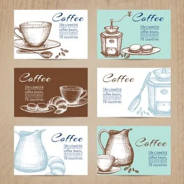 Vintage coffee cards banners set Stock Illustration