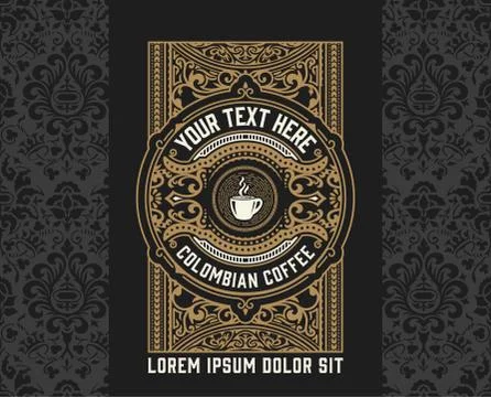 Vintage coffee label. Vector layered Stock Illustration