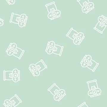 Vintage coffee machine line vector seamless pattern Stock Illustration