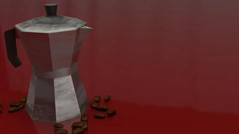 Vintage coffee pot on red background 3d rendering. Stock Photos