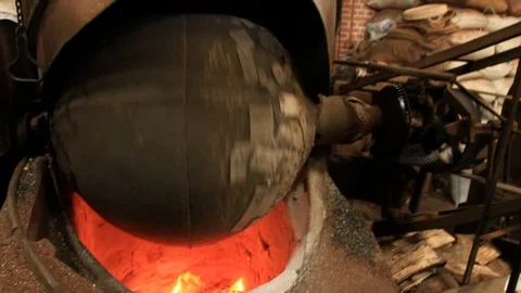 Vintage Coffee Roasting Machine Stock Footage 116531091