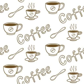 Vintage Coffee Seamless Pattern Stock Illustration