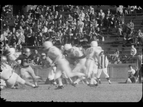 Vintage College Football Team Vanderbilt Playing Tulane University 1960 Footage Stock Footage
