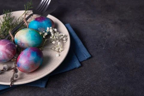 Vintage color easter eggs Stock Photos