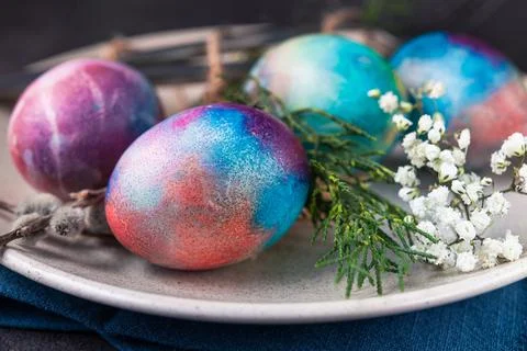 Vintage color easter eggs Stock Photos