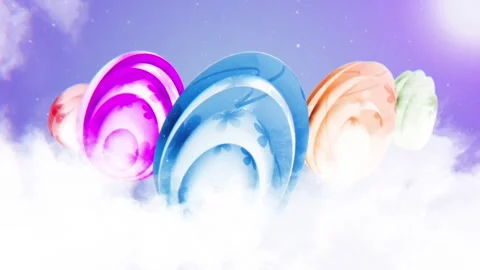 Vintage Colorful Eggs In Clouds Video stock 306149062
