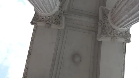 Vintage columns of an old building. Circular rotation of the camera. Stock Footage 277870459
