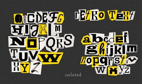 Vintage comic Alphabet in the style of anonymous messages. Letters cut out of a Stock Illustration