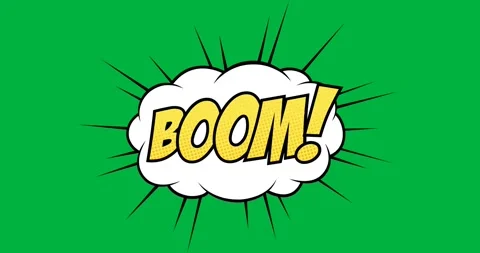 Vintage comic "Boom!" speech bubble animation in retro pop art style. Stock Footage 324845613