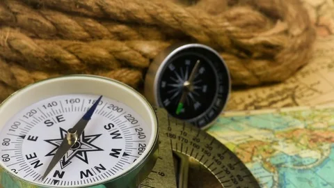Vintage compass with rope Видео 76712818