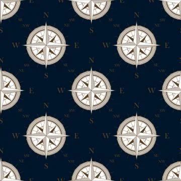 Vintage compass seamless pattern background Ilustración de archivo