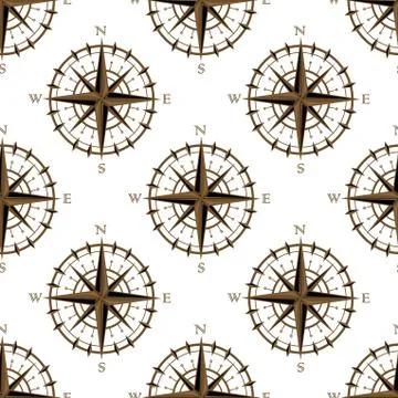 Vintage compass seamless pattern Illustrazione stock