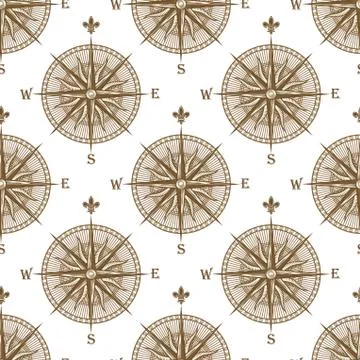 Vintage compass sign seamless pattern Illustrazione stock