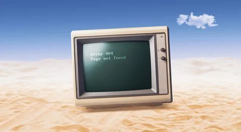 Vintage computer in the desert Foto stock