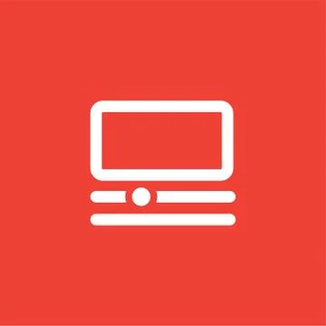 Vintage Computer Icon On Red Background. Red Flat Style Vector Illustration Stock Illustration