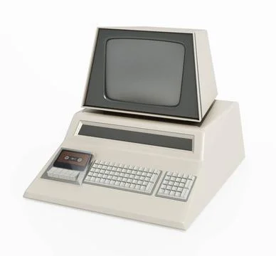 Vintage computer isolated on white background. 3D illustration Vintage com... Foto stock