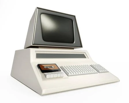 Vintage computer isolated on white background. 3D illustration Vintage com... Stock Photos