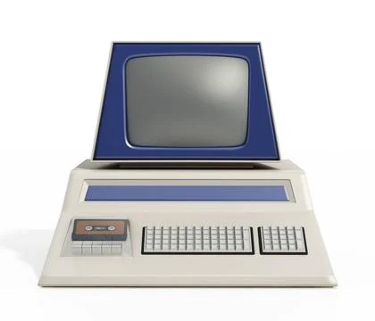 Vintage computer isolated on white background. 3D illustration Vintage com... Stock Photos