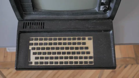 Vintage Computer Keyboard Old-Fashioned PC Stock Footage 153410977