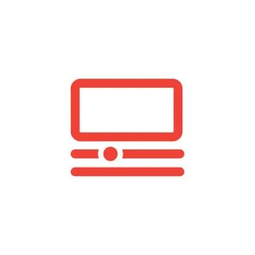 Vintage Computer Red Icon On White Background. Red Flat Style Vector Stock Illustration