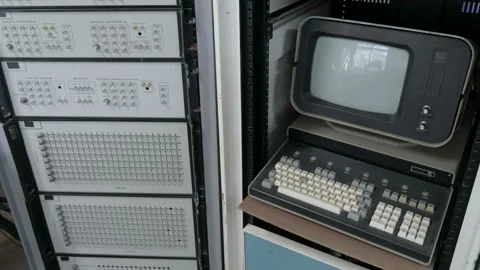 Vintage Computer At Workspace. The Research Center Stock Footage 104760981