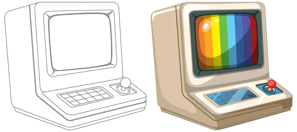 Vintage Computers and Technology Evolution 스톡 일러스트
