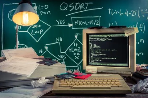 Vintage computing laboratory 库存照片