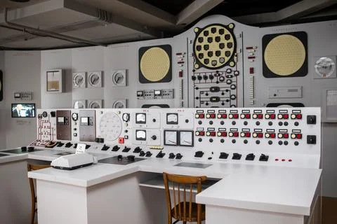 Vintage Control Room Setup Showcasing Intricate Instruments and Technology From Stockfoto's