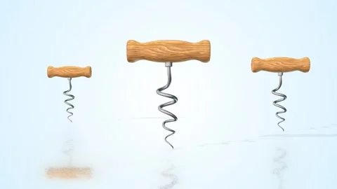 Vintage Corkscrews on a Light Reflective Floor. Stylized Corkscrews Animation. Stock Footage 302835960