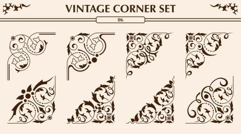 Vintage corner set Illustrazione stock