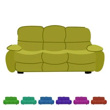 Vintage couch leather vector cartoon graphic Stock Illustration