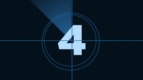 Vintage countdown timer 5 to 0 seconds animation isolated on blue background Stock Footage 345383719