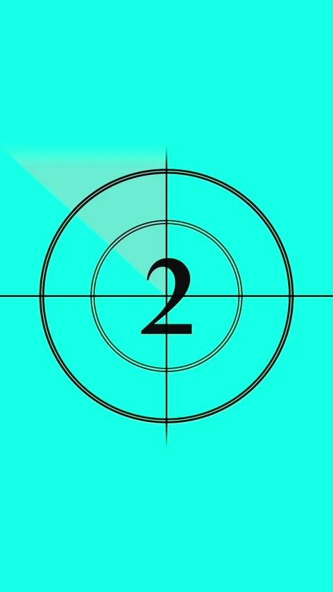 Vintage countdown timer shows number one on teal background, old film anima.. 動画素材 331644981